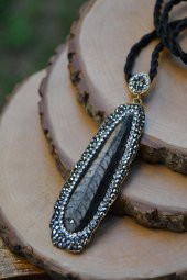 STONEAGE JEWELLERY Balık Fosili Doğal Taş El Yapımı Bayan Kolye - 2