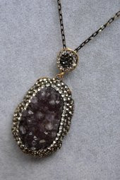 STONEAGE JEWELLERY Bayan Kolye Özel Tasarım Ametist Doğal Taş thumbnail 6