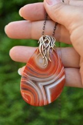 STONEAGE JEWELLERY Dantelli Akik Doğal Taş Kolye thumbnail 2