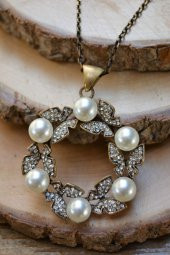 STONEAGE JEWELLERY İncili Kelebek Bayan Kolye thumbnail 2