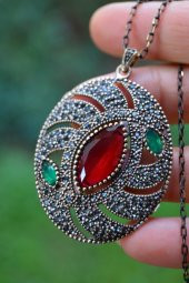 STONEAGE JEWELLERY Kök Yakut Taşlı Otantik Kolye - 1