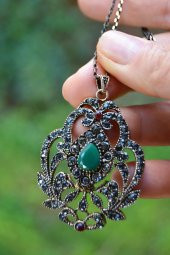 STONEAGE JEWELLERY Kök Zümrüt Taşlı Otantik Kadın Kolye - 3
