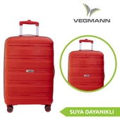 Vegmann Polipropilen (PP) Atlas Kırmızı Büyük Boy Valiz thumbnail 2