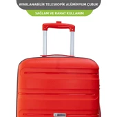 Vegmann Polipropilen (PP) Atlas Kırmızı Büyük Boy Valiz thumbnail 3