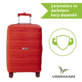 Vegmann Polipropilen (PP) Atlas Kırmızı Büyük Boy Valiz thumbnail 8