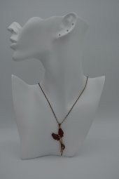 STONEAGE Kadın Kolye Yakut Taşlı Çift Gonca Zincir Hediyeli - 1