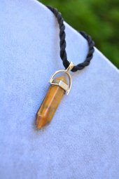 STONEAGE Kaplan Gözü Doğal Taş Bayan Kolye ve İpek Kordon thumbnail 2