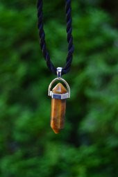 STONEAGE Kaplan Gözü Doğal Taş Bayan Kolye ve İpek Kordon thumbnail 3