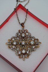 STONEAGE Kolye Zirkon Taşlı Madeni Bronz ve Zincir Hediyeli thumbnail 2