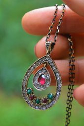 STONEAGE Kök Yakut Taşlı Otantik Bayan Kolye - 1