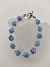 STONEAGE Şifa Bilekliği Mavi Kuvars ve İnciden T Kilitli Tararım thumbnail 1