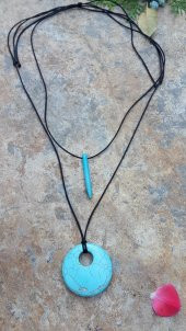 STONEAGE Turkuaz Doğal Taş Antiallerjik İkili Bayan Kolye - 1