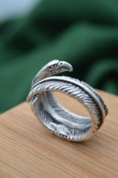 STONEAGE Unisex Ayarlanabilen Kartal ve Tüy Figürlü Bohem Pirinç thumbnail 4