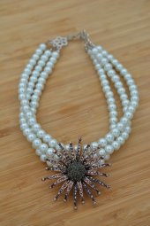 STONEAGE Üç Sıra İncili Güneş Kolye Özel Tasarım thumbnail 6