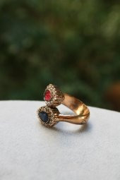 STONEAGE Yakut ve Safir Taşlı Ayarlanabilir Kadın Yüzük - 3