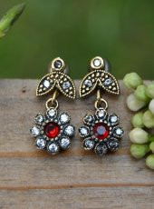 STONEAGE Yakut ve Zirkon Taşlı Bayan Otantik Küpe - 2