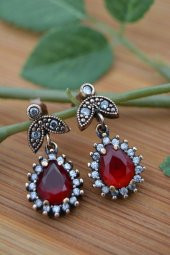 STONEAGE Yakut ve Zirkon Taşlı Zarif Küpe - 4