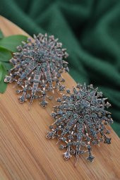 STONEAGE Zirkon Taşlı Antrasit Modern Bronz Küpe thumbnail 2