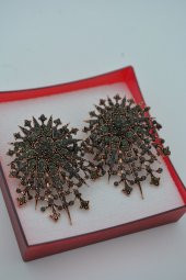 STONEAGE Zirkon Taşlı Antrasit Modern Bronz Küpe thumbnail 4