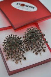 STONEAGE Zirkon Taşlı Antrasit Modern Bronz Küpe thumbnail 5