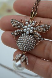 STONEAGE Zirkon Taşlı Arı Kolye Zincir Hediyeli ve Özel Kutusunda thumbnail 3