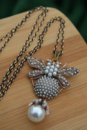 STONEAGE Zirkon Taşlı Arı Kolye Zincir Hediyeli ve Özel Kutusunda thumbnail 5