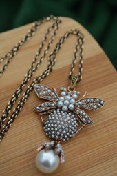 STONEAGE Zirkon Taşlı Arı Kolye Zincir Hediyeli ve Özel Kutusunda thumbnail 6