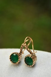 STONEAGE Zümrüt Doğal Taş Yeşil Bayan Küpe thumbnail 1