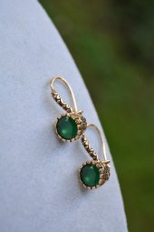 STONEAGE Zümrüt Doğal Taş Yeşil Bayan Küpe thumbnail 2