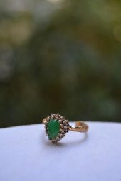 STONEAGE Zümrüt Taşlı Çift Damla Ayarlanabilir Yüzük thumbnail 1