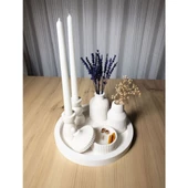 2’li Şamdanlı Kokulu Mum ve Çiçekli Vazo Seti (HER ŞEY DAHİL) samdanmanos001 - 2