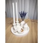 2’li Şamdanlı Kokulu Mum ve Çiçekli Vazo Seti (HER ŞEY DAHİL) samdanmanos001 - 1