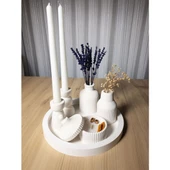 2’li Şamdanlı Kokulu Mum ve Çiçekli Vazo Seti (HER ŞEY DAHİL) samdanmanos001 - 3