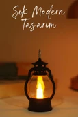 Led Mum Mini Kamp Tipi 1 Adet Pil Dahil Dumansız Alev Ledli  Dekor Işığı SİYAH PT430 - 8
