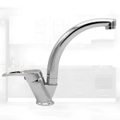 Vista Mix Kısa Batarya Krom Lavabo Banyo Mutfak Musluğu Musluk Mermer Tezgah Üstü Çift Su Giriş Evye - 7