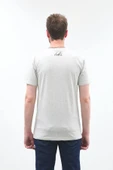 Erkek Açık Gri Couture Baskılı Bisiklet Yaka T-shirt - 4