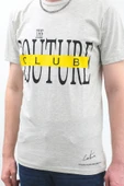 Erkek Açık Gri Couture Baskılı Bisiklet Yaka T-shirt - 5