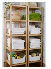 Bienwood BIE 7022 5 Katlı Ahşap Izgaralı Banyo Rafı - 2