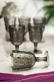 Akrilik Füme 6lı Kadeh & Su Meşrubat Kahve Yanı Bardağı 450 ml ( Cam Değildir ) - 1