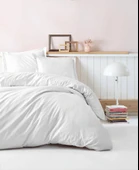 Cotton Box Çift Kişilik Saten Nevresim Takımı Elegante Stripe Beyaz - 2