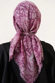 Mermer Desen Flamu Cotton Eşarp Mürdüm - 3