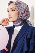 Retro Desen Eşarp Bej Gri - 2