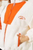 Garnili Fermuarlı Peluş Mont Oranj - 4
