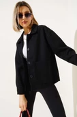 Çift Cepli Kısa Kaşe Ceket Siyah - 2