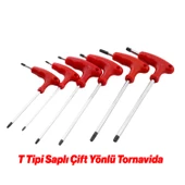Tork Alyan Tornavida Seti Çelik ve Mıknatıslı T10 T15 T20 T25 T30 T40 Saplı İki Yön Uç 6 'lı Set - 3