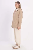 Açık Vizon-Fermuarlı Sweat Hırka - 3