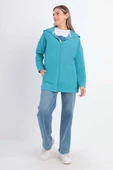 Turkuaz-Fermuarlı Sweat Hırka - 1