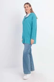 Turkuaz-Fermuarlı Sweat Hırka - 3