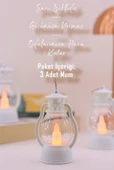 Led Mum Mini Kamp Tipi 3 Adet Pil Dahil Dumansız Alev Ledli  Dekor Işığı Beyaz PT430 - 3