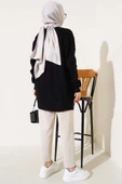 Pirinç Örgü Basic Oversize Tunik Siyah - 3